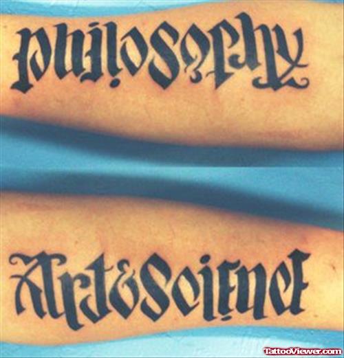 Pholophy Art & Science Ambigram Tattoo