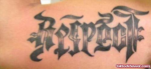Grey Ink Respect Ambigram Tattoo