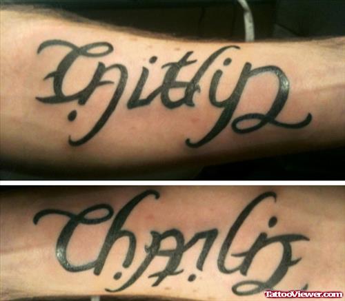 Charity Ambigram Tattoo