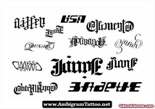 Ambigram Words Tattoos Designs