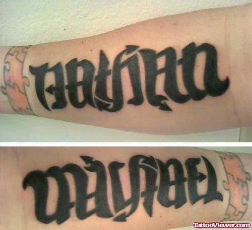 Black Ink Ambigram Tattoos