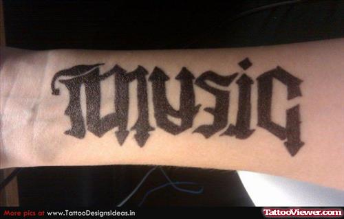 Music Ambigram Tattoo On Arm