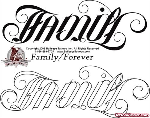 Family Forever Ambigram Tattoo Design