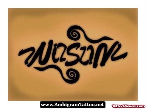 Black Ink Wilson Ambigram Tattoo