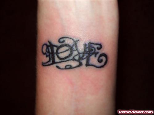 Black Ink Love Ambigram Tattoo