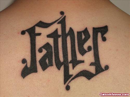 Black Ink Father Ambigram Tattoo