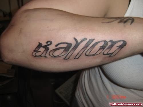 Ambigram Tattoo On Arm Back