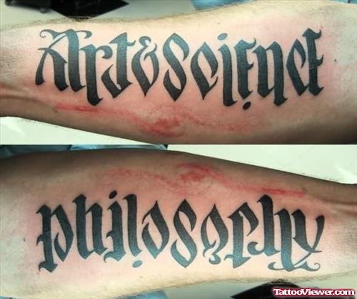 Art & Science Ambigram Tattoo