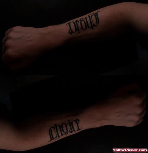 Ambigram Tattoo On Arms