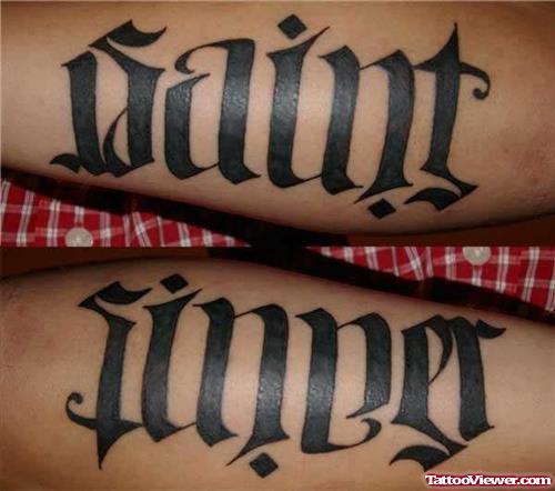 Saint Ambigram Tattoo