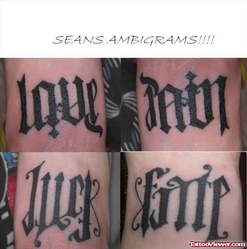 Love Ambigram Tattoo