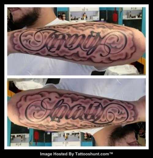 Family Loyalty Ambigram Tattoos On Arm
