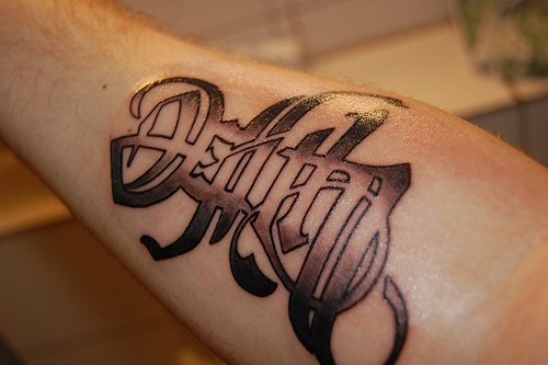 Grey Ink Death Life Ambigram Tattoo