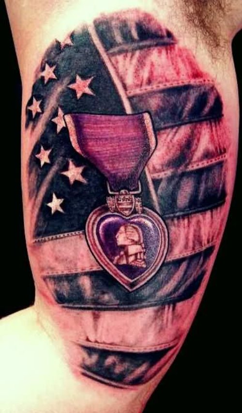Left Half Sleeve American Flag Tattoo
