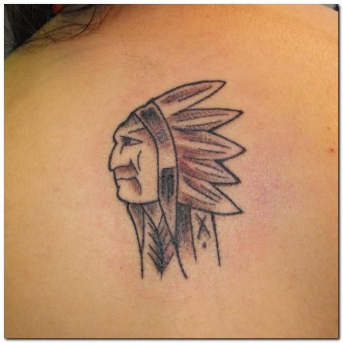 Back Body Native American Head Tattoo