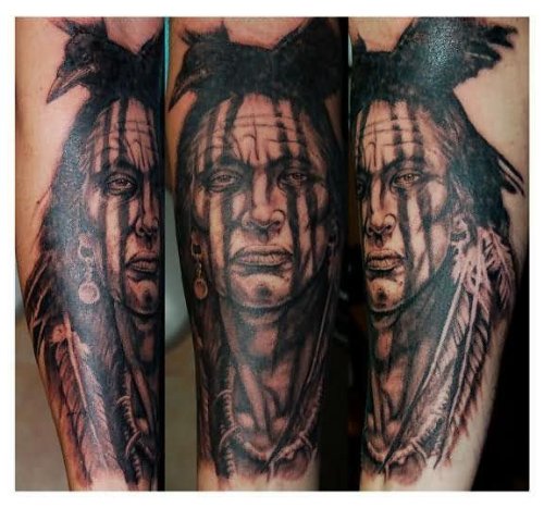 Dark Ink American Tattoo On Full Sleeve