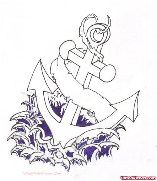 Awesome Anchor And Banner Tattoo Design