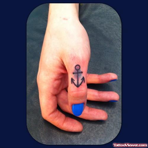 Anchor Tattoo On Right Thumb