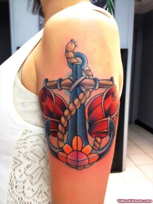 Traditional Anchor Tattoo Tattoo On Left Bicep