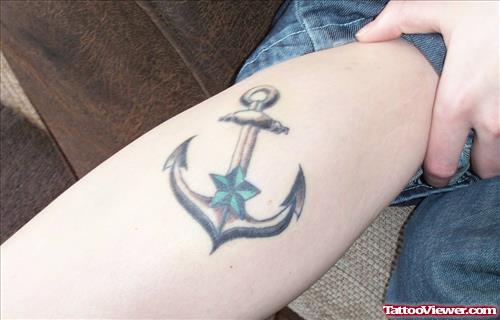 Nautical Star And Anchor Tattoo
