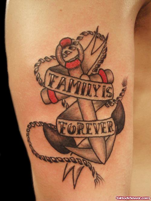 Anchor Tattoo With Family Is Forever