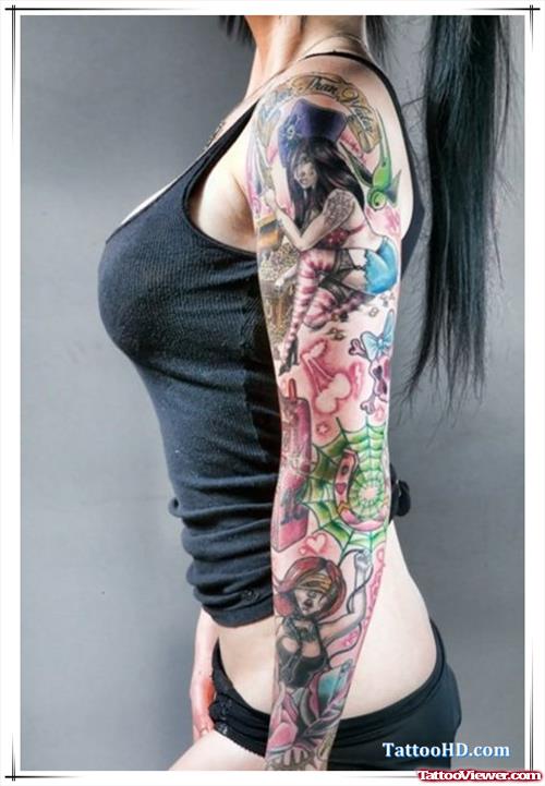 Anchor Tattoo On Girl Left Sleeve