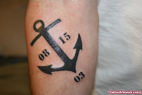 Memorial Black Anchor Tattoo On Arm