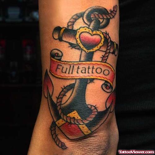 Colored Anchor Tattoo With Full Tattoo Banner