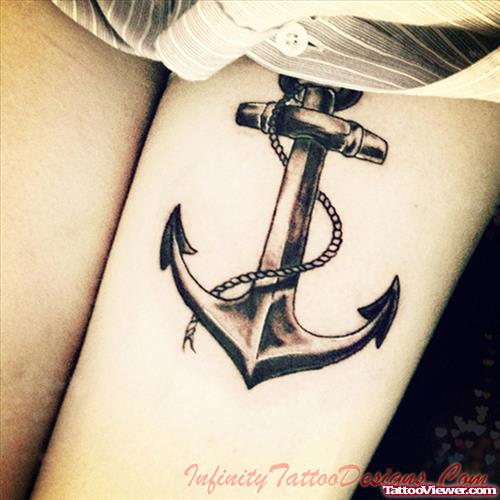 Anchor Tattoo On Left Thigh