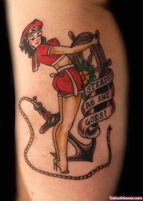 Sailor woman And Anchor Tattoo
