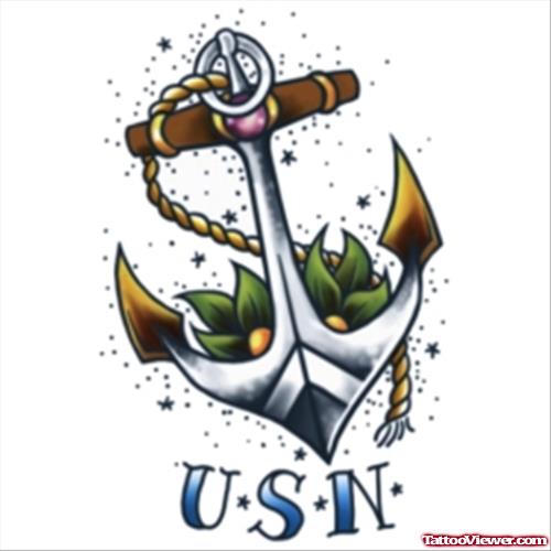 USN Anchor Tattoo Design