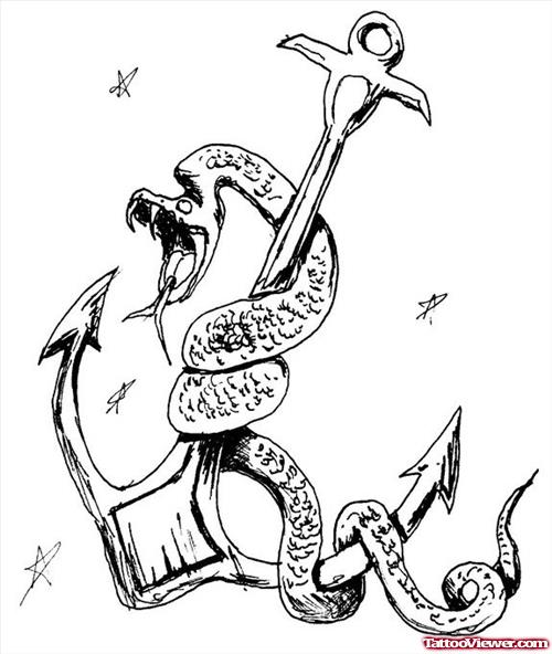 Snake And Anchor Tattoo Design