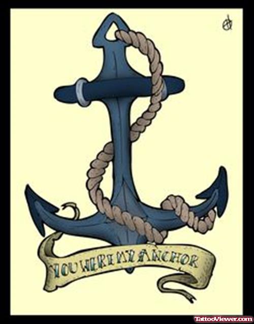 Rope And Anchor Tattoo With Banner