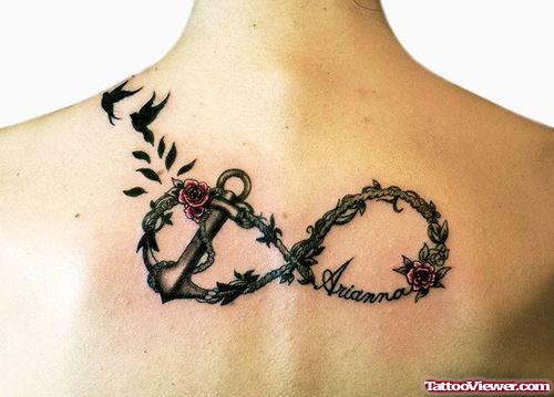 Infinity Anchor Tattoo On Upperback