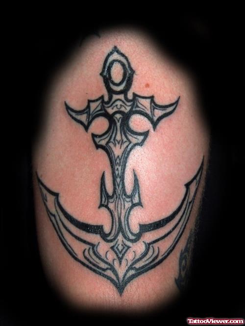 Tribal Black Anchor Tattoo