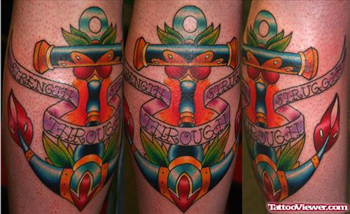 Traditional Colored Anchor Tattoo