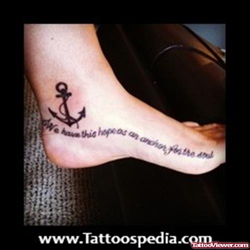 Lettering and Anchor Tattoo On Foot