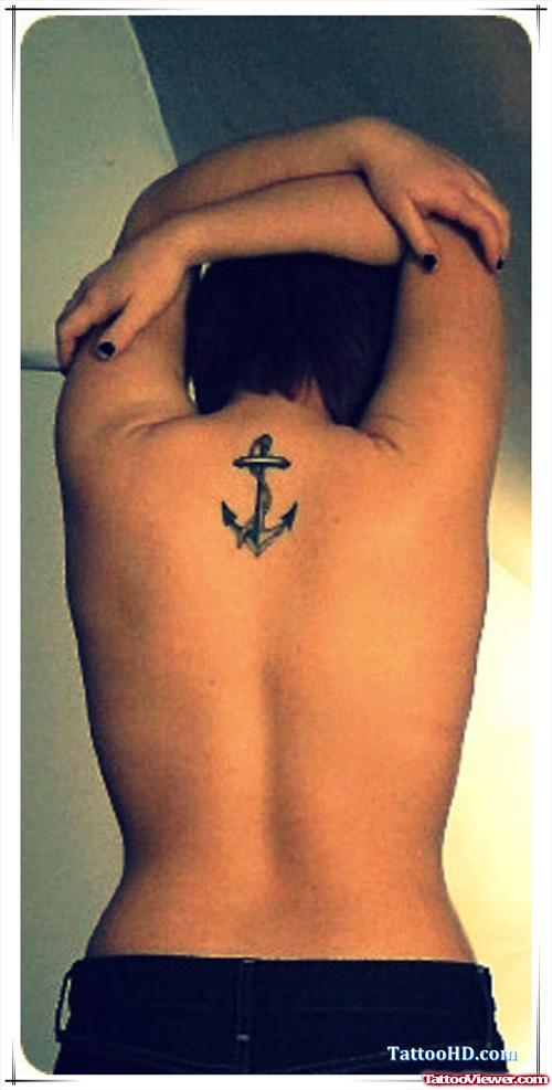 Traditional Anchor Tattoo On Upperback