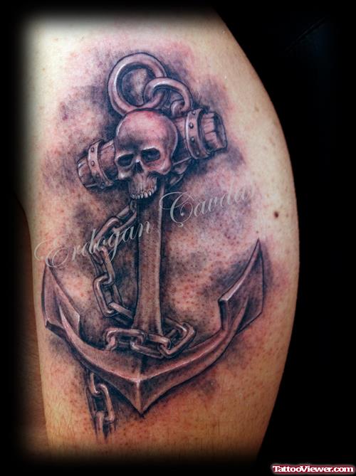Skull Anchor Tattoo With Chain