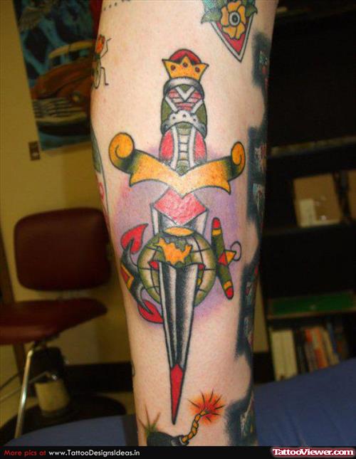 Dagger and Anchor Tattoo