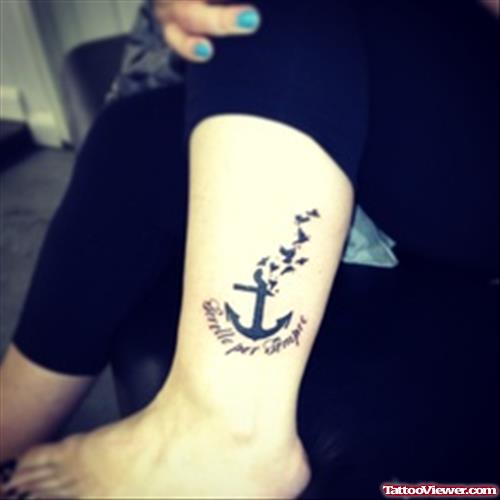 Anchor Tattoo With Flying Birds
