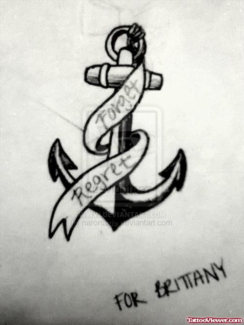 Anchor Tattoo Design With Banner