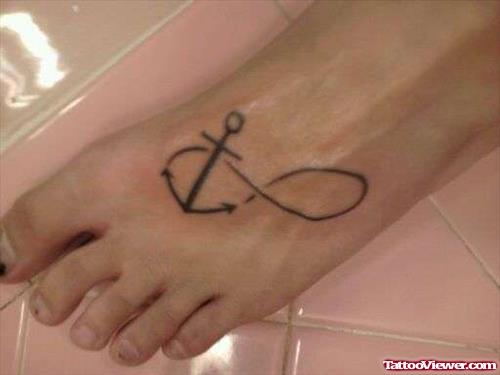Infinity Anchor Tattoo On Left Foot