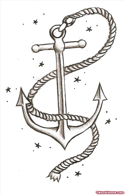 Anchor With Rope Tattoo Design