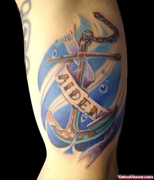 Anchor Tattoo With Aiden Banner