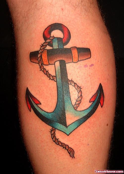 Awesome Colored Anchor Tattoos