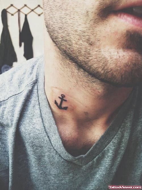 Anchor Tattoo On Neck