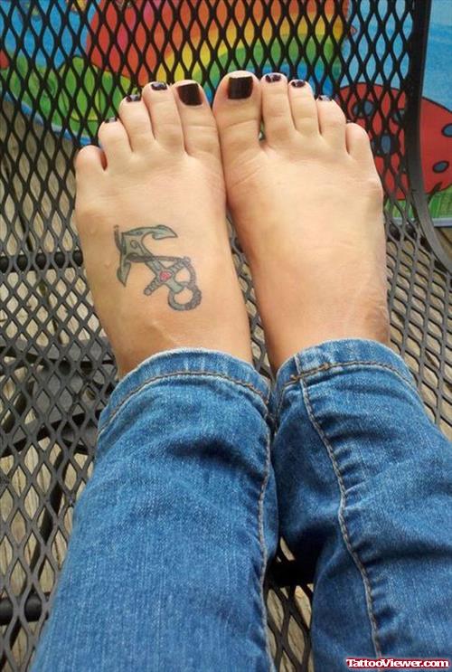 Cool Anchor Tattoo On Left Foot