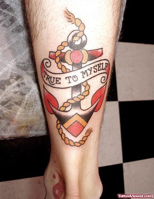 Colored Anchor Tattoo And True To Myself Banner