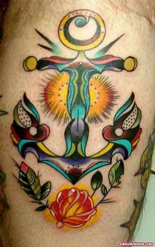 Awesome Colored Anchor Tattoo